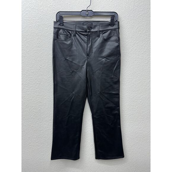 Banana Republic Pants Womens Size 27 Black Faux Leather Cropped Bootcut Jean New - Picture 1 of 4